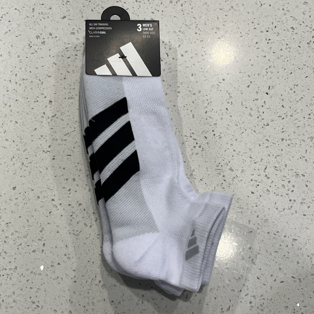 adidas Men's Cushioned No Show Socks Low Profile Large, White/Grey/Onix Grey